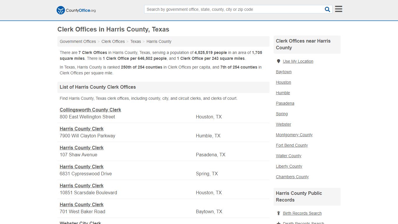 Clerk Offices - Harris County, TX (County & Court Records) - County Office